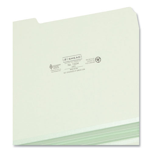 Expanding Recycled Heavy Pressboard Folders, 1/3-cut Tabs: Assorted, Letter Size, 2" Expansion, Gray-green, 25/box.