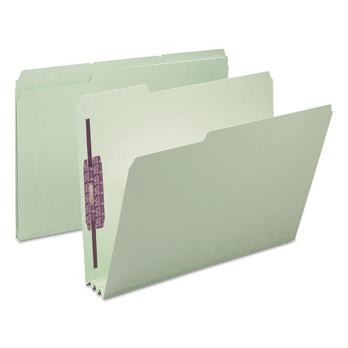 Recycled Pressboard Fastener Folders, 1/3-cut Tabs,Two Safeshield Fasteners, 3" Expansion, Letter Size, Gray-green, 25/box