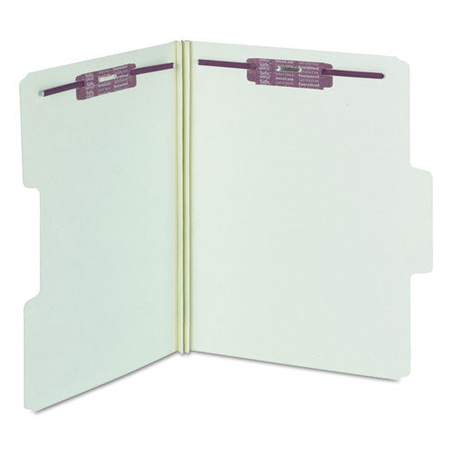 Supertab Pressboard Fastener Folders With Two Safeshield Fasteners, 2" Expansion, Letter Size, Gray-green, 25/box.