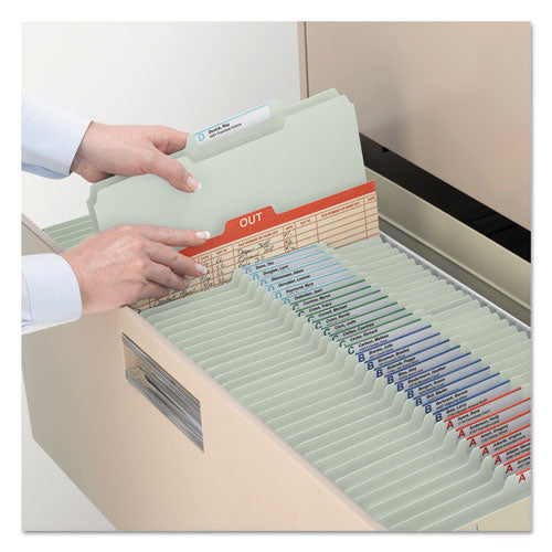 Recycled Pressboard Folders, Two Safeshield Coated Fasteners,2/5-cut: R Of C, 2" Expansion, Letter Size, Gray-green, 25/box