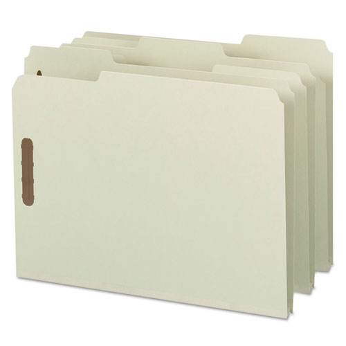 Recycled Pressboard Fastener Folders, 1" Expansion, 2 Fasteners, Letter Size, Gray-green Exterior, 25/box.