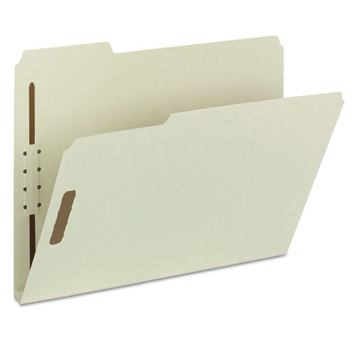 Recycled Pressboard Fastener Folders, 1" Expansion, 2 Fasteners, Letter Size, Gray-green Exterior, 25/box.