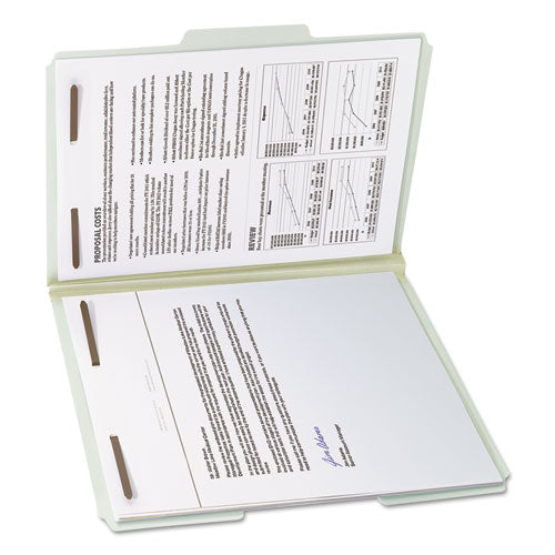 Recycled Pressboard Fastener Folders, 1" Expansion, 2 Fasteners, Letter Size, Gray-green Exterior, 25/box.