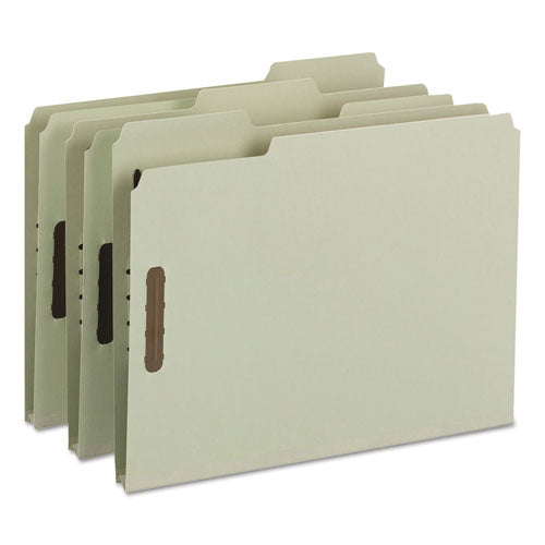 Recycled Pressboard Fastener Folders, 1" Expansion, 2 Fasteners, Letter Size, Gray-green Exterior, 25/box.
