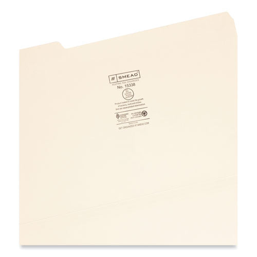 Top Tab File Folders With Antimicrobial Product Protection,1/3-cut Tabs: Assorted, Legal, 0.75" Expansion, Manila, 100/box