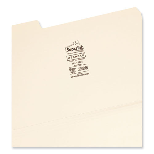 Supertab Top Tab File Folders, 1/3-cut Tabs: Assorted, Legal Size, 0.75" Expansion, 14-pt Manila, 50/box