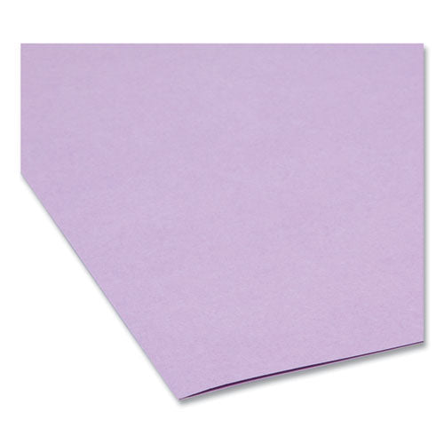 Reinforced Top Tab Colored File Folders, Straight Tabs, Legal Size, 0.75" Expansion, Lavender, 100/box