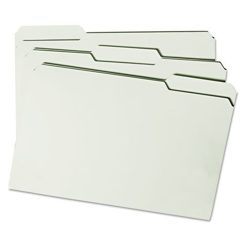 Expanding Recycled Heavy Pressboard Folders,1/3-cut Tabs: Assorted, Legal Size, 2" Expansion, Gray-green, 25/box