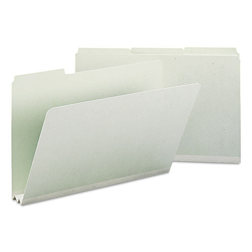 Expanding Recycled Heavy Pressboard Folders,1/3-cut Tabs: Assorted, Legal Size, 2" Expansion, Gray-green, 25/box