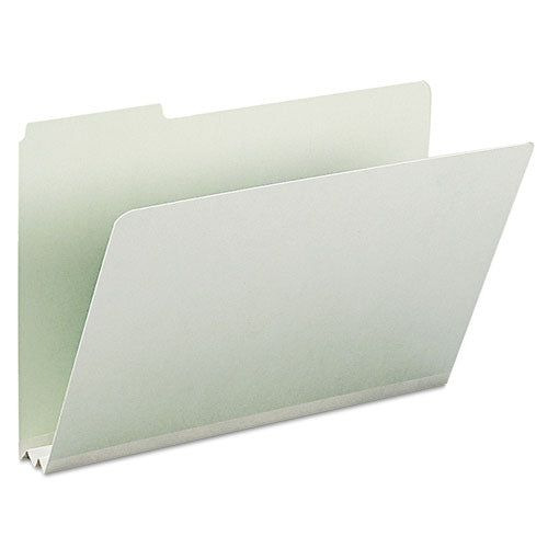 Expanding Recycled Heavy Pressboard Folders,1/3-cut Tabs: Assorted, Legal Size, 2" Expansion, Gray-green, 25/box