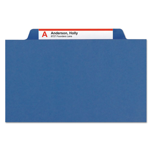 Expanding Recycled Heavy Pressboard Folders, 1/3-cut Tabs: Assorted, Letter Size, 1" Expansion, Dark Blue, 25/box.
