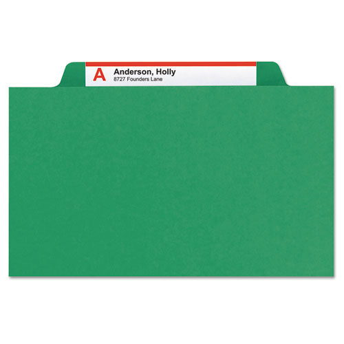 Expanding Recycled Heavy Pressboard Folders,1/3-cut Tabs: Assorted, Letter Size, 1" Expansion, Green, 25/box