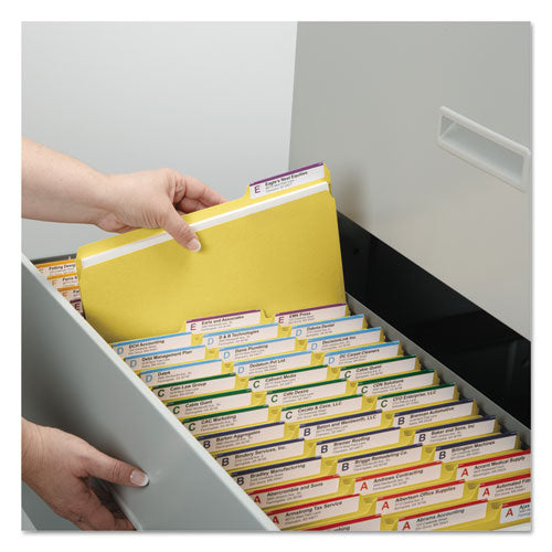 Expanding Recycled Heavy Pressboard Folders,1/3-cut Tabs: Assorted, Letter Size, 1" Expansion, Yellow, 25/box