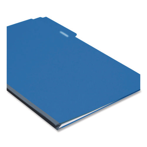 Expanding Recycled Heavy Pressboard Folders,1/3-cut Tabs: Assorted, Legal Size, 1" Expansion, Dark Blue, 25/box