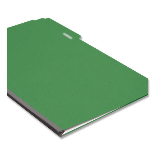 Expanding Recycled Heavy Pressboard Folders, 1/3-cut Tabs: Assorted, Legal Size,1" Expansion, Green, 25/box