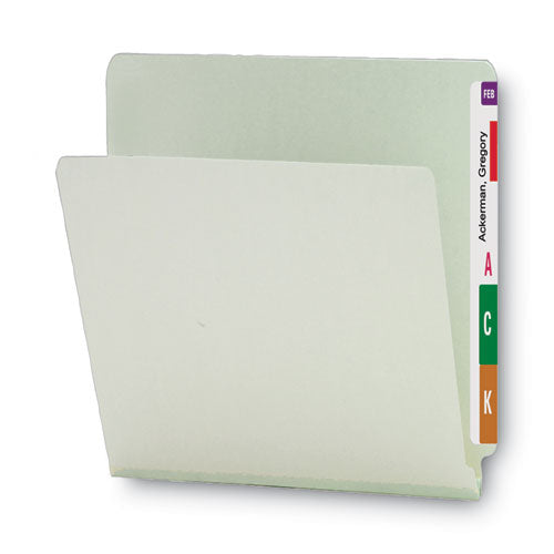 Extra-heavy Recycled Pressboard End Tab Folders, Straight Tabs, Letter Size,1" Expansion, Gray-green, 25/box