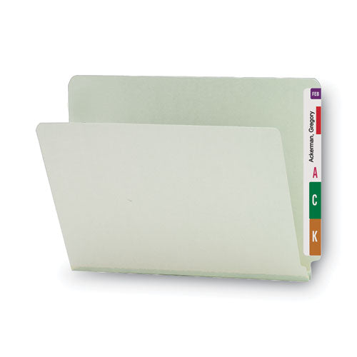 Extra-heavy Recycled Pressboard End Tab Folders, Straight Tabs, Letter Size,1" Expansion, Gray-green, 25/box
