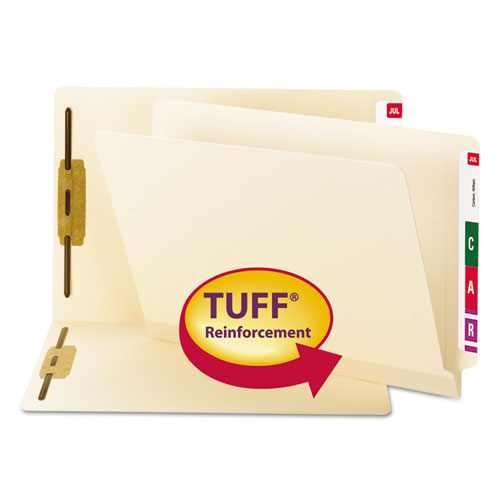 Tuff Laminated Fastener Folders With Reinforced Tab, 0.75" Expansion, 2 Fasteners, Letter Size, Manila Exterior, 50/box.