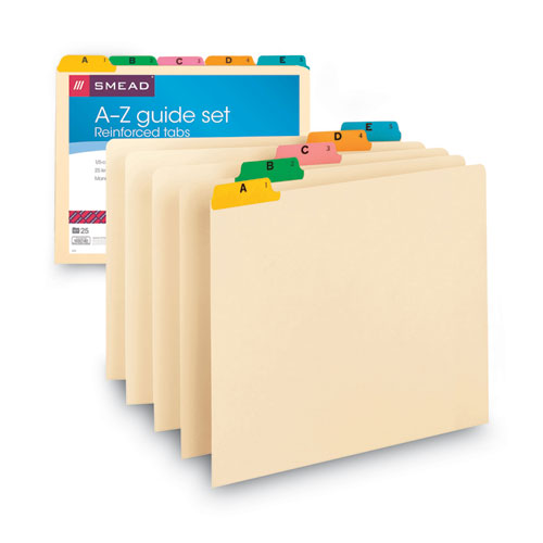 Alphabetic Top Tab Indexed File Guide Set, 1/5-cut Top Tab, A To Z, 8.5 X 11, Manila, 25/set.