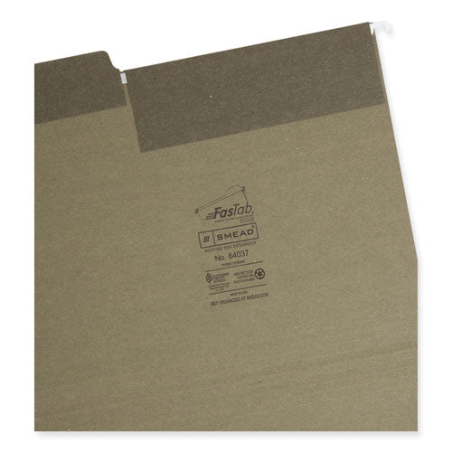 Fastab Hanging Folders, Letter Size, 1/3-cut Tabs, Standard Green, 20/box.