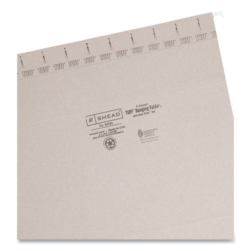 Tuff Hanging Folders With Easy Slide Tab, Letter Size, 1/3-cut Tabs, Steel Gray, 18/box.