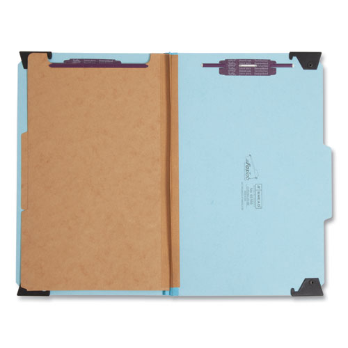 Fastab Hanging Pressboard Classification Folders, 2 Dividers, Legal Size, Blue.