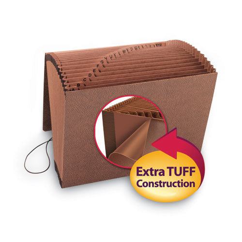 Tuff Expanding Wallet, 21 Sections, Elastic Cord Closure, 1/21-cut Tabs, Letter Size, Redrope.