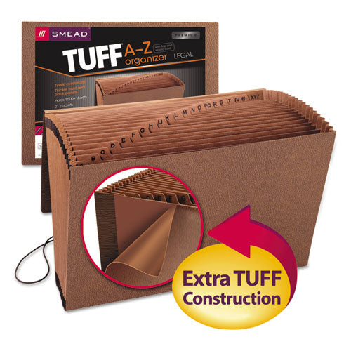 Tuff Expanding Wallet, 21 Sections, Elastic Cord Closure,1/21-cut Tabs, Legal Size, Redrope