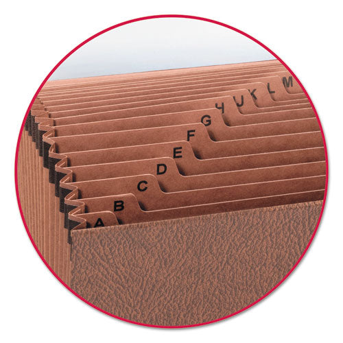 Tuff Expanding Wallet, 21 Sections, Elastic Cord Closure,1/21-cut Tabs, Legal Size, Redrope