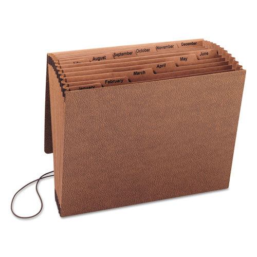 Tuff Expanding Wallet, 12 Sections, Elastic Cord Closure, 1/6-cut Tabs, Letter Size, Redrope.