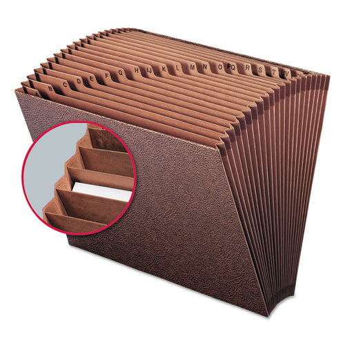 Tuff Expanding Open-top Stadium File, 21 Sections, 1/21-cut Tabs, Letter Size, Redrope.