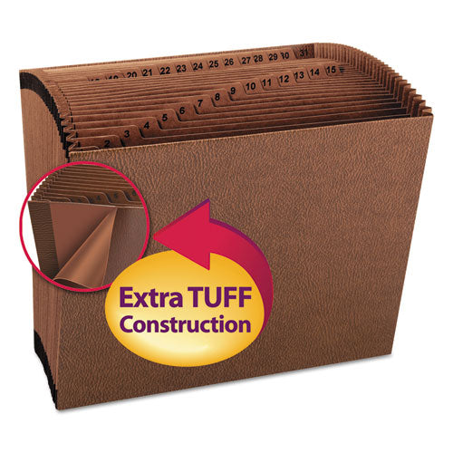 Tuff Expanding Open-top Stadium File,31 Sections, 1/31-cut Tabs, Letter Size, Redrope