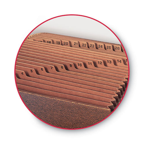 Tuff Expanding Open-top Stadium File,31 Sections, 1/31-cut Tabs, Letter Size, Redrope