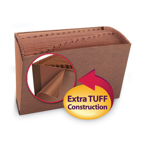Tuff Expanding Open-top Stadium File, 31 Sections, 1/31-cut Tabs, Legal Size, Redrope.