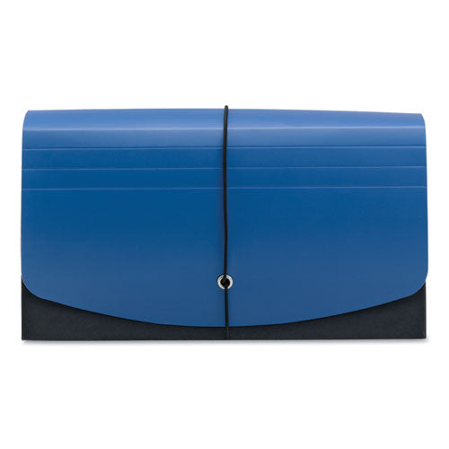 Handy File With Pockets, 21 Sections, Elastic Cord Closure, 1/2-cut Tabs, Check Size, Black/blue.