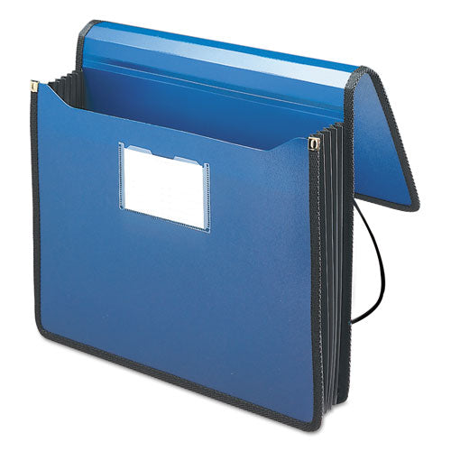 Poly Premium Wallets, 5.25" Expansion, 1 Section, Elastic Cord Closure, Letter Size, Navy Blue.