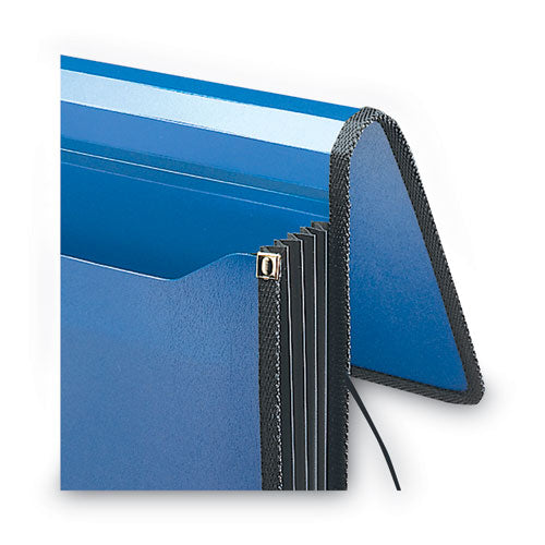 Poly Premium Wallets, 5.25" Expansion, 1 Section, Elastic Cord Closure, Letter Size, Navy Blue.