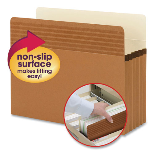 Easy Grip Pockets, 5.25" Expansion, Letter Size, Redrope, 10/box.