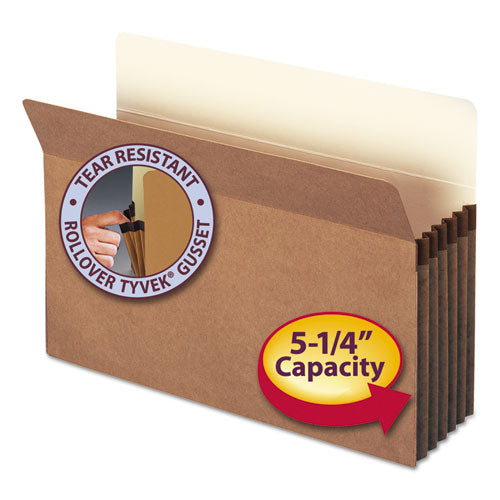 Redrope Drop Front File Pockets, 5.25" Expansion, Legal Size, Redrope, 50/box.