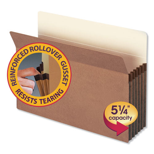 Redrope Drop Front File Pockets, 5.25" Expansion, Legal Size, Redrope, 50/box.