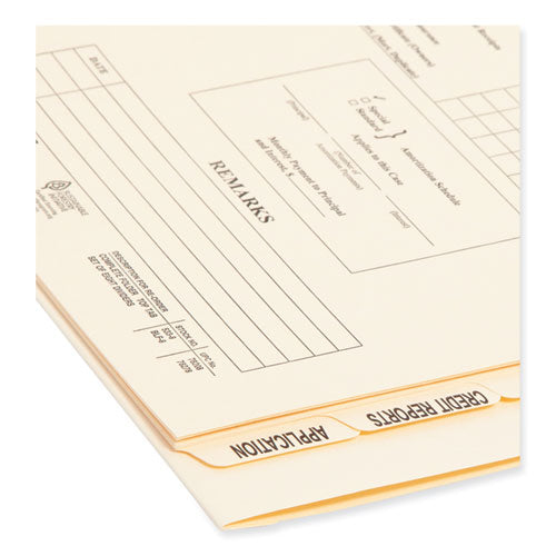Pressboard Mortgage Folder Dividers, Pre-printed, 1 Fastener, Legal Size, Manila, 7 Dividers/set, 12 Sets.