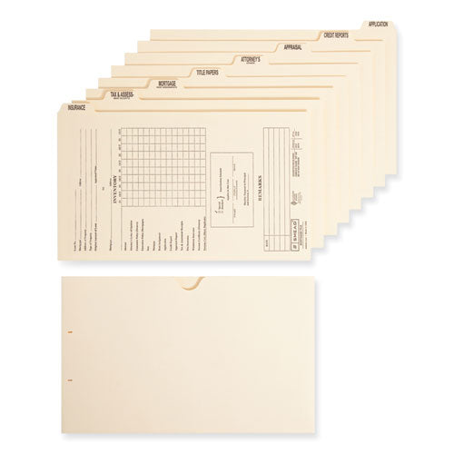 Pressboard Mortgage Folder Dividers, Pre-printed, 1 Fastener, Legal Size, Manila, 7 Dividers/set, 12 Sets.
