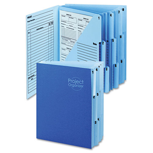 10-pocket Project Organizer With Indexed Tabs (1-10), 10 Sections, Unpunched, 1/3-cut Tabs, Letter Size, Lake Blue/navy Blue.