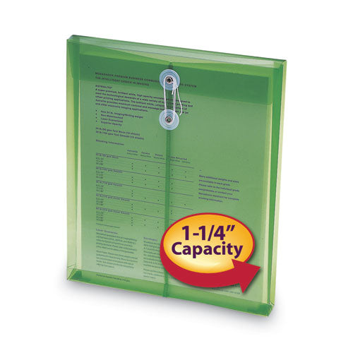 Poly String And Button Interoffice Envelopes, Open-end (vertical), 9.75 X 11.63, Transparent Green, 5/pack.