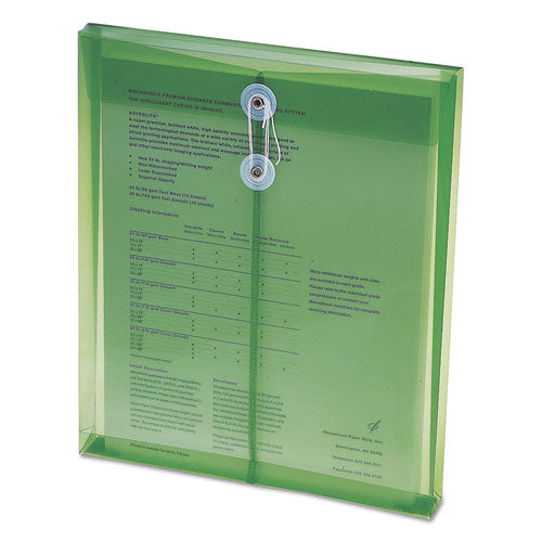 Poly String And Button Interoffice Envelopes, Open-end (vertical), 9.75 X 11.63, Transparent Green, 5/pack.