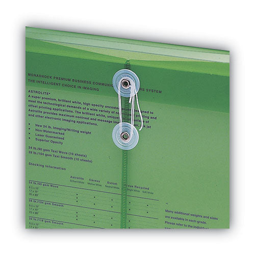 Poly String And Button Interoffice Envelopes, Open-end (vertical), 9.75 X 11.63, Transparent Green, 5/pack.