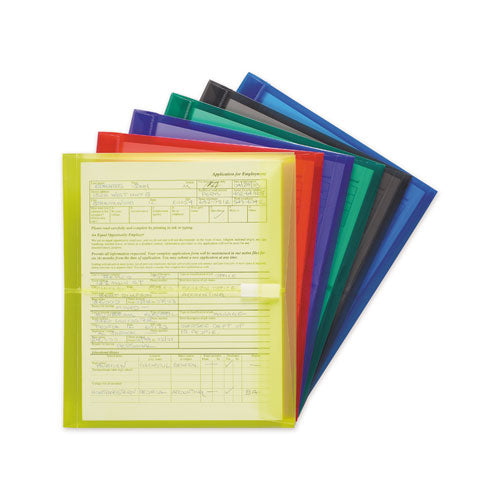 Poly Side-load Envelopes, Fold-over Closure, 9.75 X 11.63, Assorted Colors, 6/pack