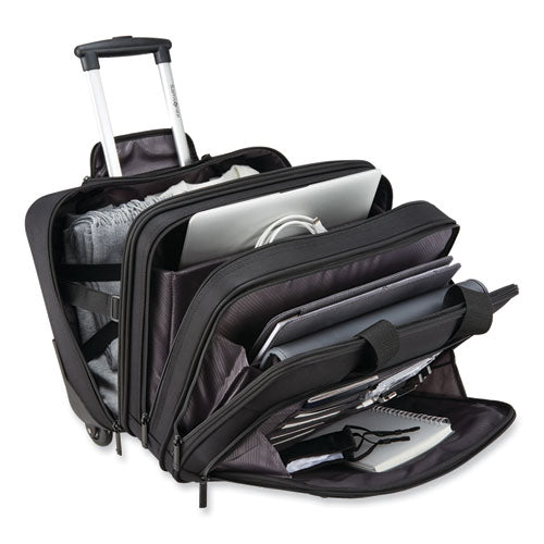 Rolling Business Case, Fits Devices Up To 15.6", Polyester, 16.54 X 8 X 9.06, Black.