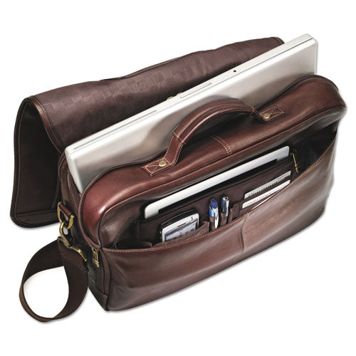 Leather Flapover Case, Fits Devices Up To 15.6", Leather, 16 X 6 X 13, Brown.