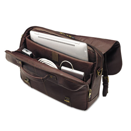 Leather Flapover Case, Fits Devices Up To 15.6", Leather, 16 X 6 X 13, Brown.